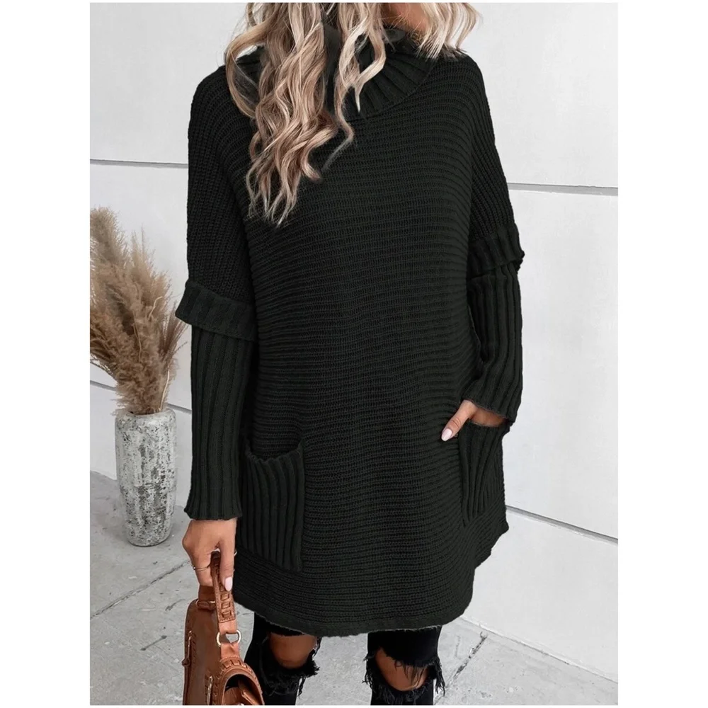 012 Cozy Cable Knit Pocket Oversized Sweater Top - Picture 4 of 7